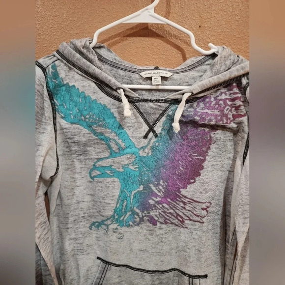 American Eagle Outfitters Pink/Teal/Gray Lightweight Hoodie Medium - Picture 3 of 5